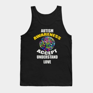 Autism Awareness: Accept, Understand, Love Autistic Inspirational Quote Tank Top